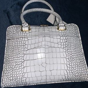 White " Crocodile " Croc Leather Handbag